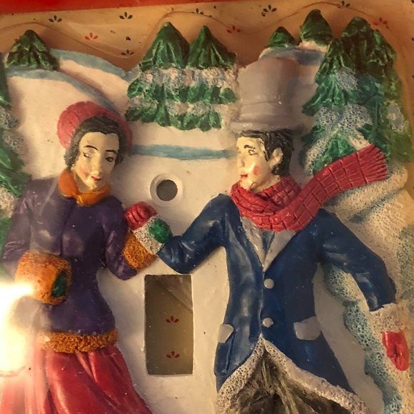 Holiday Switchplate 1996 BNIB Victorian Skaters Christmas Winter Vtg Xmas Decor - Picture 2 of 7